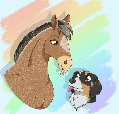 Horse and dog Disney style